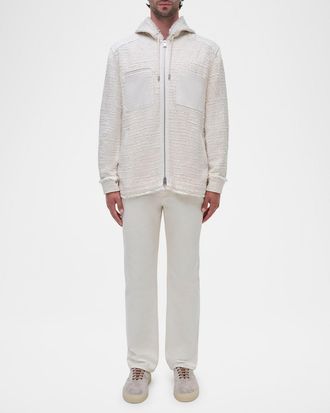 SIMKHAI Mens Ivan Textured Hooded Overshirt