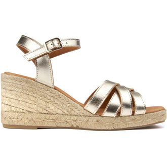 Sole Womens Angel Espadrille Sandals - Metallic Leather - Size UK 7