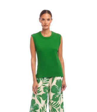 Karen Kane Emmy Ribbed Tank Top In Emerald Green
