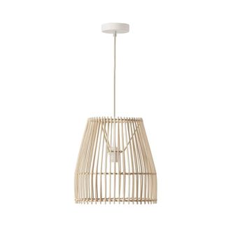 Els Banys L&aacute;mpara techo mimbre natural beige estructura metal