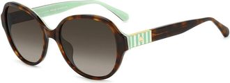 Kate Spade New York Sunglasses, female, Brown, Size: 56 MM Green Polarized Sunglasses Emalie Havana