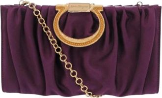 Ferragamo Pre-owned Clutches, female, Purple, Size: ONE SIZE Pre-owned Satin Shoulder Bag