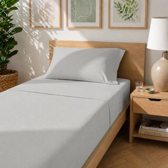 KASANOVA Completo letto singolo cotone tinta unita grigio