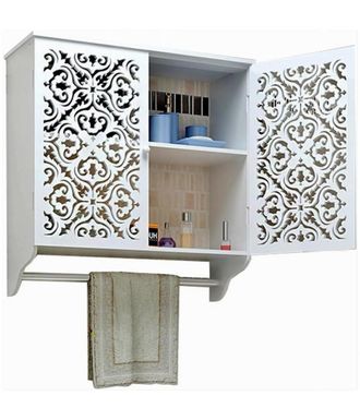Trade Shop Trade Shop - Armario De Ba&ntilde;o De Pared Con Toallero Armario De Mdf De 2 Niveles