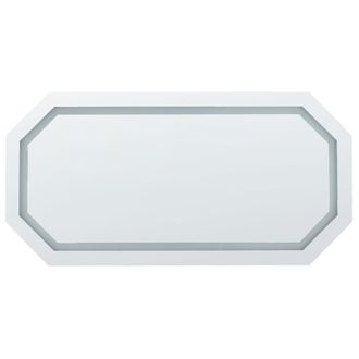 Beliani Beliani - Espejo De Pared Led De Vidrio Plateado 120 X 60 Cm Octogonal Maquillaje Locmariaquer