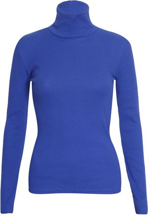 Purple Hanger Womens Polo Turtle High Roll Neck Plain Ribbed Long Sleeve Ladies Stretch T-Shirt Top Navy Blue Size 12-14 (M/L)