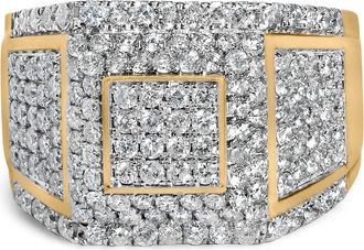 House of Brilliance 10K Yellow Gold 2-1/2 Cttw Diamond Pave Geometric Cocktail Ring