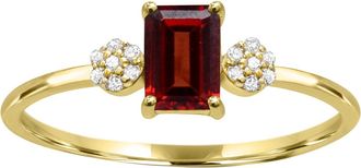 Diamond2Deal 10K Yellow Gold Garnet and Diamond Engagement Ring ( 0.65Ct)
