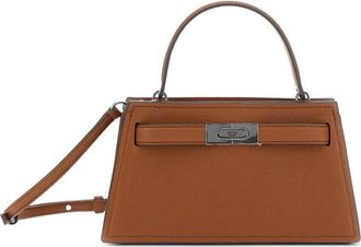 Tory Burch Lee Radziwill Mini Tote Bag In Brown Calfskin