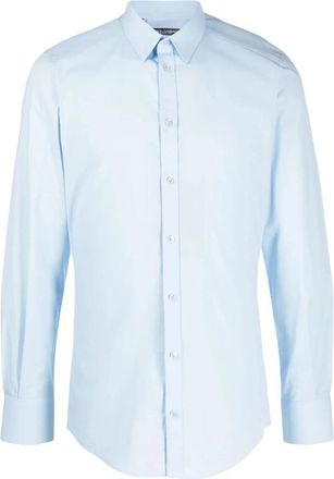 Dolce & Gabbana Stretch Poplin Gold-fit Shirt - Heren - Zakelijke Overhemden - Blauw - 2XL - Katoen - Overhemden