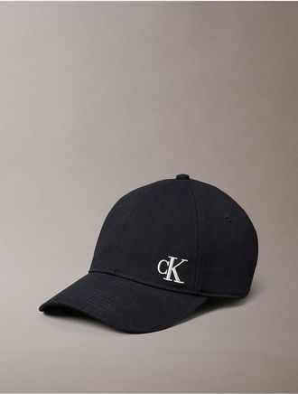 Calvin Klein Mens Brushed Cotton Twill Logo Baseball Cap - Black