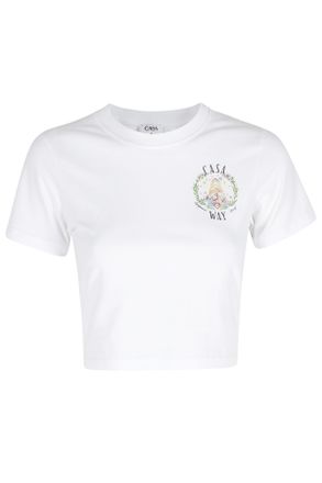 Casablanca White Casa Way Graphic-Printed Cotton T-Shirt