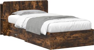 vidaXL Estructura De Cama Con Almacenamiento Roble Ahumado 90 X 190 Cm Vidaxl
