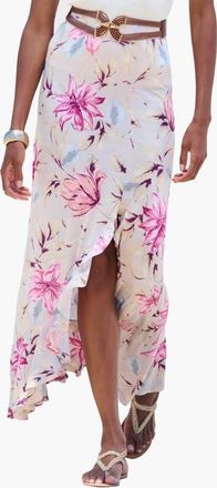 Lascana Womens Ruffled Maxi Skirt in Light Pink Floral at Nordstrom, Size 14
