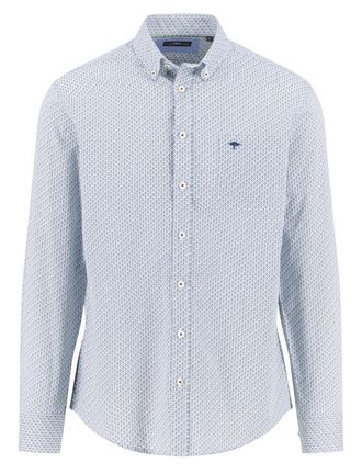 Fynch-Hatton Fynch Hatton overhemd blauw geprint borstzak
