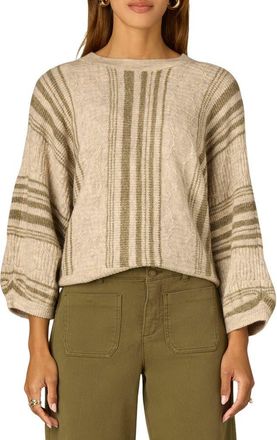 Wit & Wisdom Stripe Dolman Sleeve Sweater in Oatmeal/oyster Mushroom at Nordstrom, Size X-Small