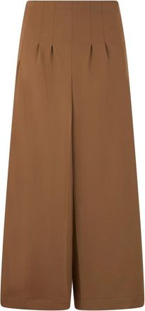 Alberta Ferretti Baggy Broek - Dames - Wijde Broeken - Bruin - S - Wol - Broeken