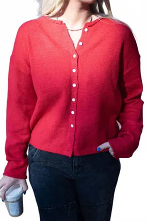 Mimosa Womens Blair Long Sleeve Cardigan In Red