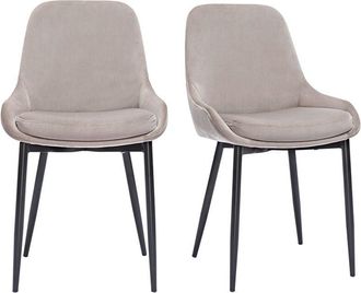 Miliboo Miliboo - Set de 2 sillas de terciopelo color topo y metal negro holo