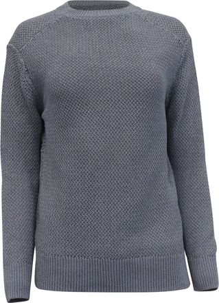 Theory Long-Sleeve Crewneck Sweater in Grey Cotton