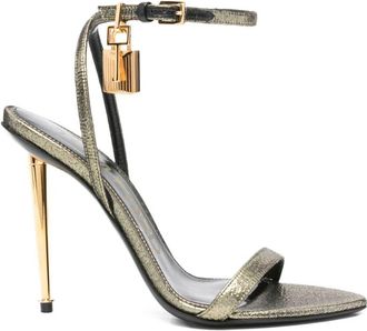 Tom Ford Hammered-Effect Fabric Padlock Pointy Naked Sandals Shoes