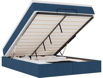 vidaXL Estructura De Cama Otomana Con Colch&oacute;n Tela Azul 140x190cm Vidaxl