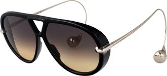 Bottega Veneta Womens Sunglasses Bv1273s Black-Silver-Brown Metal Black/silver/brown