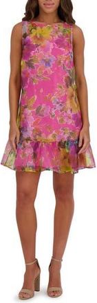 Kensie Printed Organza Minidress in Pink Multi at Nordstrom Rack, Size 12