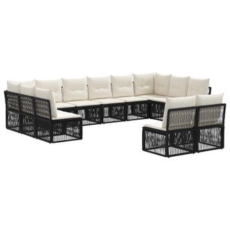 vidaXL Conjunto De Sof&aacute;s De Jard&iacute;n 12 Pcs Negro Rat&aacute;n Sint&eacute;tico Vidaxl