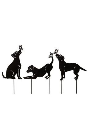 Glitzhome Multi-functional 2-in-1 Set of 3 Black Metal Rubbit Cat Dog Silhouette Picks at Nordstrom, Size Medium
