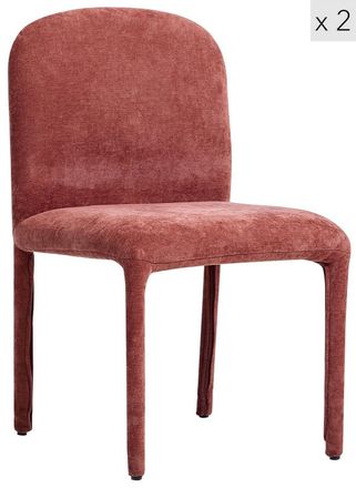 Nordlys Set of 2 Scandinavian Dining Chairs in Fabric in Red