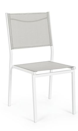 BIZZOTTO Conjunto de 4 sillas de aluminio y textilene blanco
