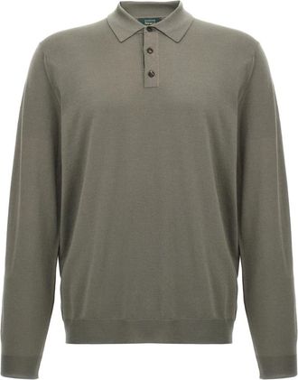 Zanone Wollen poloshirt - Heren - Ronde hals truien - Grijs - 2XL - Wol - Truien & Vesten