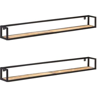 vidaXL Estantes De Pared 2 Unidades 160 Cm Madera De Mango Rugosa Vidaxl