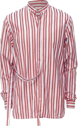 Jil Sander 100% cotton red vertical stripes deconstructed placket shirt EU38 S