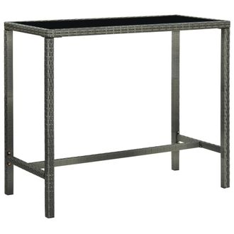 vidaXL Mesa Alta De Jard&iacute;n Rat&aacute;n Sint&eacute;tico Y Vidrio Gris 130x60x110cm Vidaxl