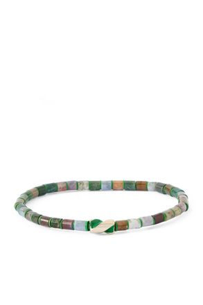 Luis Morais 14-Karat Gold, Enamel and Indian Agate Beaded Bracelet