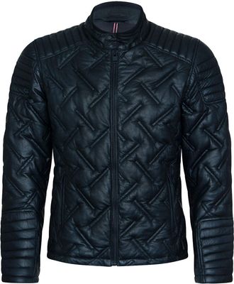 Infinity Leather Mens Black Leather Quilted Biker Jacket - Manaus