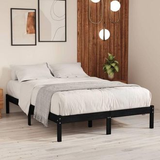 vidaXL Estructura De Cama Doble Sin Colch&oacute;n Madera Maciza Negro Vidaxl