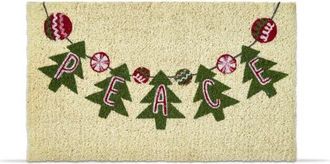 Tag Peace Garland Coir Mat Rectangle Indoor Outdoor Welcome Mat in Brown at Nordstrom, Size Medium