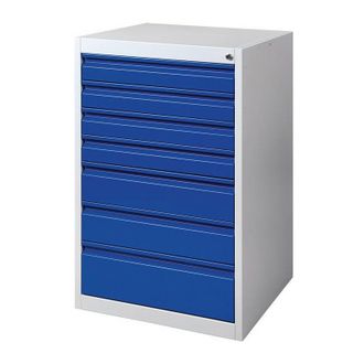 OEM Armario De Cajones Bk 600 H1000xan600xf600mm Gris / Azul 7 Cajones, Extra&iacute;ble