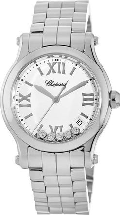 Chopard Happy Sport Medium 36mm White Floating Diamond Dial Steel Womens Watch 278582-3002