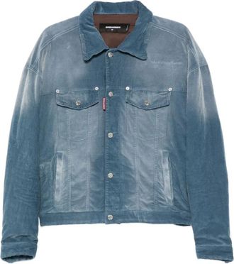 Dsquared2 Blauwe Denim Jack met Klepzakken - Heren - Spijkerjassen - Blauw - XL - Denim - Jassen