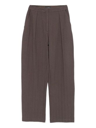 Emporio Armani chevron-motif pleated straight trousers - Brown