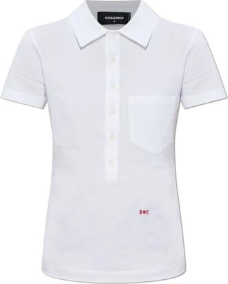 Dsquared2 Polo Met Zak - Dames - Polos - Wit - M - Katoen - Tops