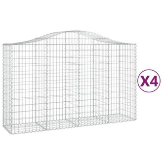Berkfield Home Arched Gabion Baskets 4 pcs 200x50x120/140 cm Galvanised Iron in Silver