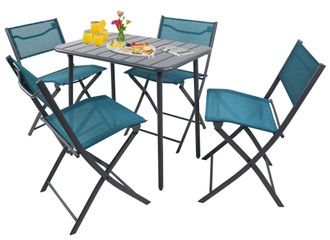 VCM 5pcs Muebles De Jard&iacute;n Set Grupo De Asientos Grupo De Comedor 1xmesa, 4x Sillas Plegables Mesa Dimensiones Aprox. Al. 72 X An. 80 X P. 55 Cm Juego De 