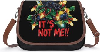 Generic Christmas Day Cat Womens Crossbody Bag Fashion Shoulder Handbags Message Tote Bag with Adjustable Strap