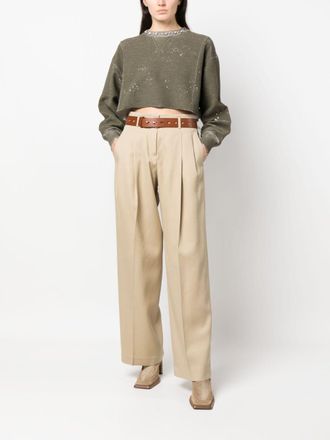 Golden Goose Womens Luxurious Wool Trousers - Tan - Size EU 34 (Womens)