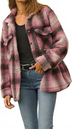 Dylan Madison Town Shirt Jacket In Pink Black